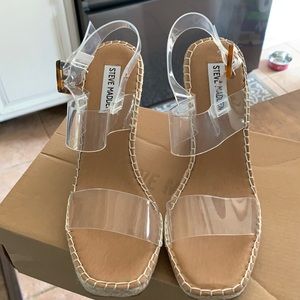 Steve Madden clear straps platform shoes